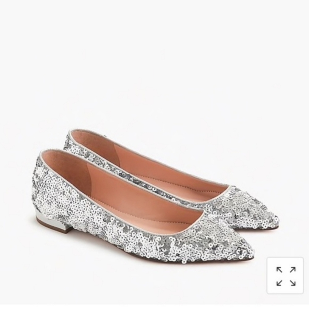 J. Crew Pointed Toe Flats in Sequin Sz. 9